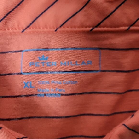 Peter Millar Crown Crafted Bluff Aqua Cotton Polo Mens Shirt Size XL Striped - Picture 5 of 11